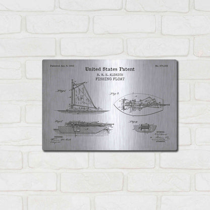 Luxe Metal Art 'Fishing Boat Blueprint Patent White' Acrylic Glass Wall Art,16x12