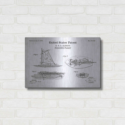 Luxe Metal Art 'Fishing Boat Blueprint Patent White' Acrylic Glass Wall Art,24x16