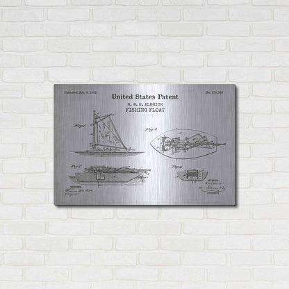 Luxe Metal Art 'Fishing Boat Blueprint Patent White' Acrylic Glass Wall Art,36x24