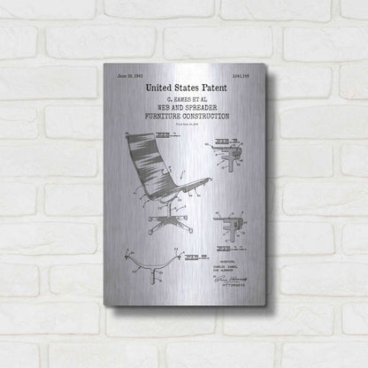 Luxe Metal Art 'Furniture Construction Blueprint Patent White' Acrylic Glass Wall Art,12x16