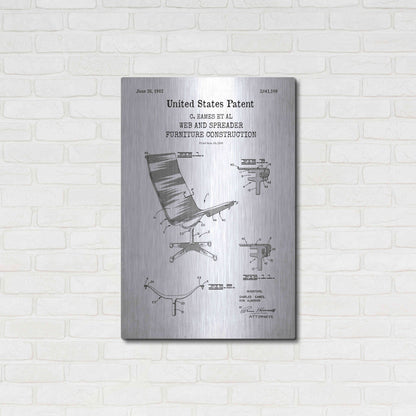 Luxe Metal Art 'Furniture Construction Blueprint Patent White' Acrylic Glass Wall Art,24x36