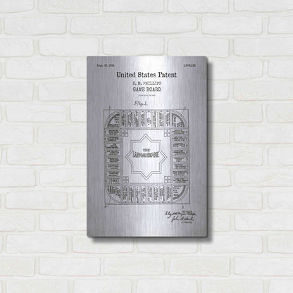 Luxe Metal Art 'Game Board Blueprint Patent White' Acrylic Glass Wall Art,16x24