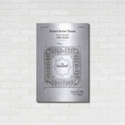 Luxe Metal Art 'Game Board Blueprint Patent White' Acrylic Glass Wall Art,24x36