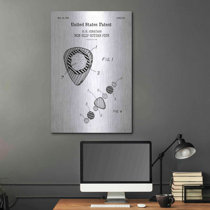 Luxe Metal Art 'Guitar Pick Blueprint Patent White' Acrylic Glass Wall Art,24x36