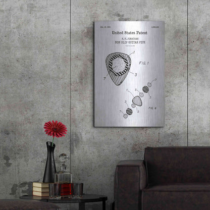 Luxe Metal Art 'Guitar Pick Blueprint Patent White' Acrylic Glass Wall Art,24x36