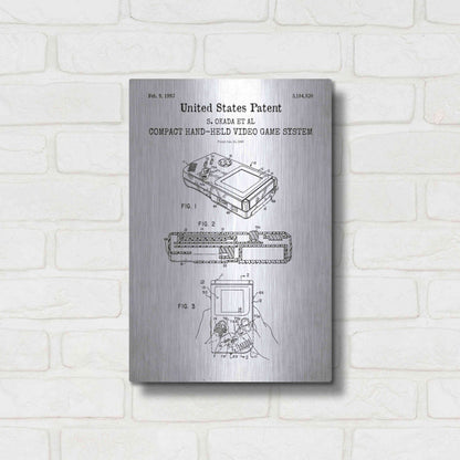 Luxe Metal Art 'Hand-held Game System Blueprint Patent White' Acrylic Glass Wall Art,12x16