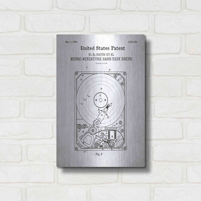 Luxe Metal Art 'Hard Disk Drive Blueprint Patent White' Acrylic Glass Wall Art,12x16