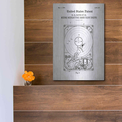 Luxe Metal Art 'Hard Disk Drive Blueprint Patent White' Acrylic Glass Wall Art,12x16