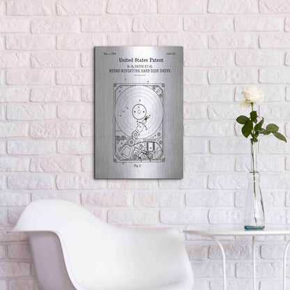 Luxe Metal Art 'Hard Disk Drive Blueprint Patent White' Acrylic Glass Wall Art,16x24