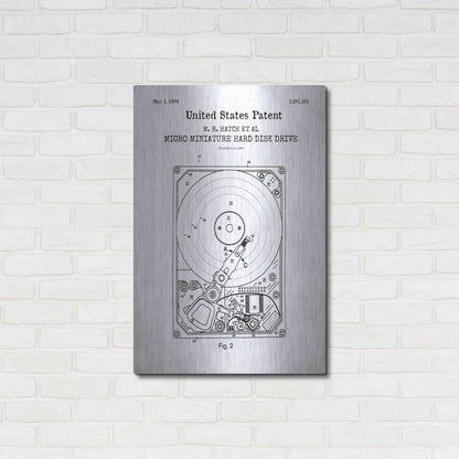 Luxe Metal Art 'Hard Disk Drive Blueprint Patent White' Acrylic Glass Wall Art,24x36