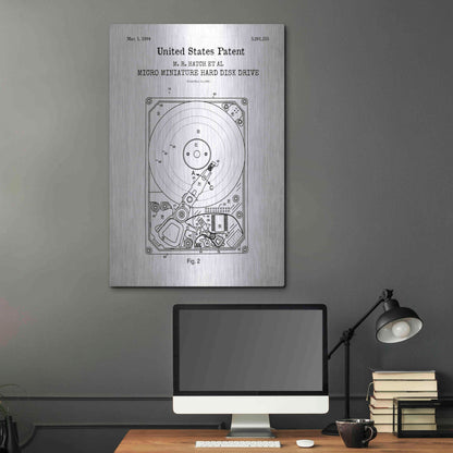 Luxe Metal Art 'Hard Disk Drive Blueprint Patent White' Acrylic Glass Wall Art,24x36