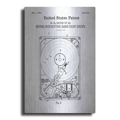 Luxe Metal Art 'Hard Disk Drive Blueprint Patent White' Acrylic Glass Wall Art