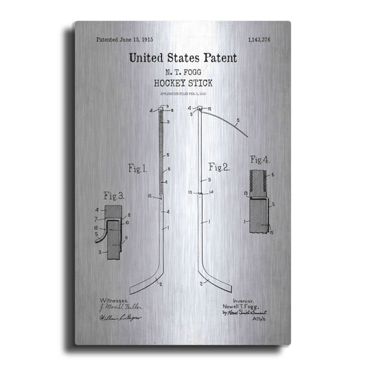 Luxe Metal Art 'Hockey Stick Blueprint Patent White' Acrylic Glass Wall Art