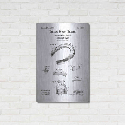 Luxe Metal Art 'Horseshoe Blueprint Patent White' Acrylic Glass Wall Art,24x36