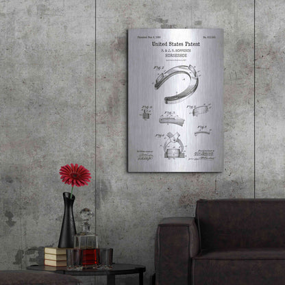 Luxe Metal Art 'Horseshoe Blueprint Patent White' Acrylic Glass Wall Art,24x36