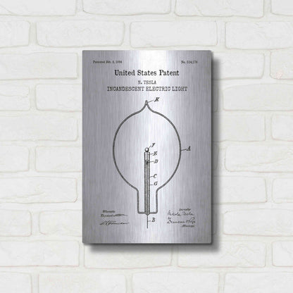 Luxe Metal Art 'Incandescent Lightbulb Blueprint Patent White' Acrylic Glass Wall Art,12x16