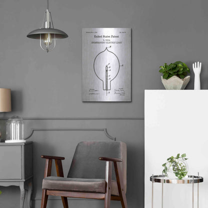 Luxe Metal Art 'Incandescent Lightbulb Blueprint Patent White' Acrylic Glass Wall Art,16x24