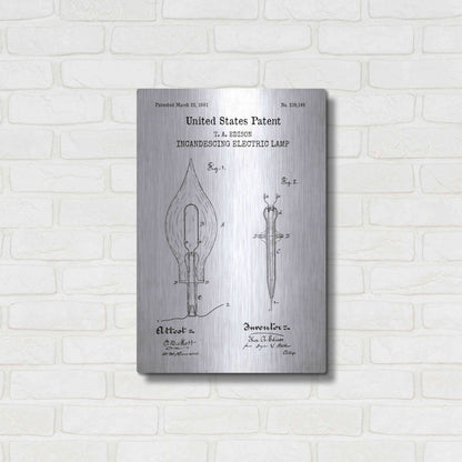 Luxe Metal Art 'Incandescent Electric Lamp Blueprint Patent White' Acrylic Glass Wall Art,16x24