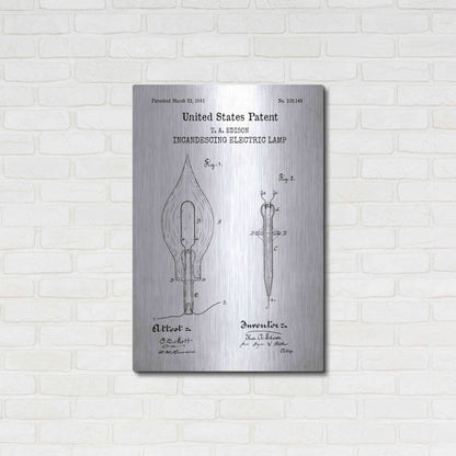 Luxe Metal Art 'Incandescent Electric Lamp Blueprint Patent White' Acrylic Glass Wall Art,24x36