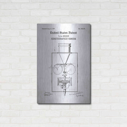 Luxe Metal Art 'Kinetographic Camera Blueprint Patent White' Acrylic Glass Wall Art,24x36