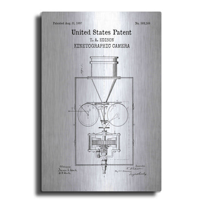 Luxe Metal Art 'Kinetographic Camera Blueprint Patent White' Acrylic Glass Wall Art