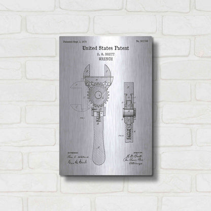 Luxe Metal Art 'Wrench Blueprint Patent White' Acrylic Glass Wall Art,12x16