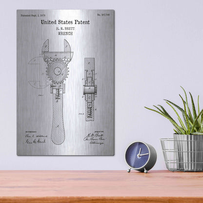 Luxe Metal Art 'Wrench Blueprint Patent White' Acrylic Glass Wall Art,12x16