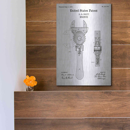 Luxe Metal Art 'Wrench Blueprint Patent White' Acrylic Glass Wall Art,12x16