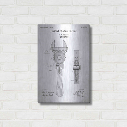 Luxe Metal Art 'Wrench Blueprint Patent White' Acrylic Glass Wall Art,16x24