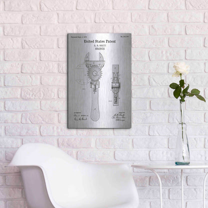 Luxe Metal Art 'Wrench Blueprint Patent White' Acrylic Glass Wall Art,16x24
