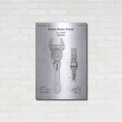 Luxe Metal Art 'Wrench Blueprint Patent White' Acrylic Glass Wall Art,24x36