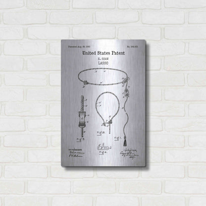 Luxe Metal Art 'Lasso Blueprint Patent White' Acrylic Glass Wall Art,16x24