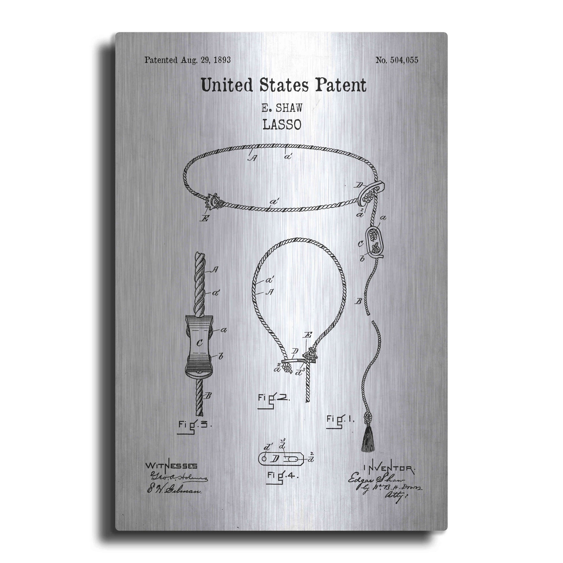 Luxe Metal Art 'Lasso Blueprint Patent White' Acrylic Glass Wall Art