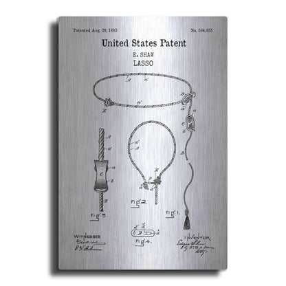 Luxe Metal Art 'Lasso Blueprint Patent White' Acrylic Glass Wall Art