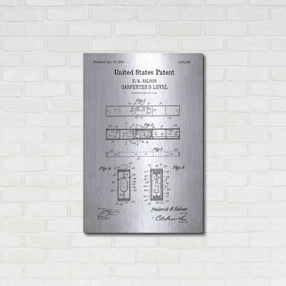 Luxe Metal Art 'Carpenter's Level Blueprint Patent White' Acrylic Glass Wall Art,24x36