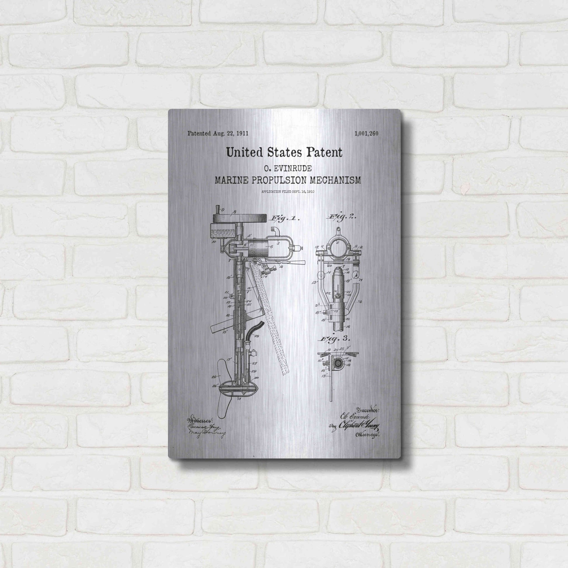 Luxe Metal Art 'Marine Propulsion Blueprint Patent White' Acrylic Glass Wall Art,16x24