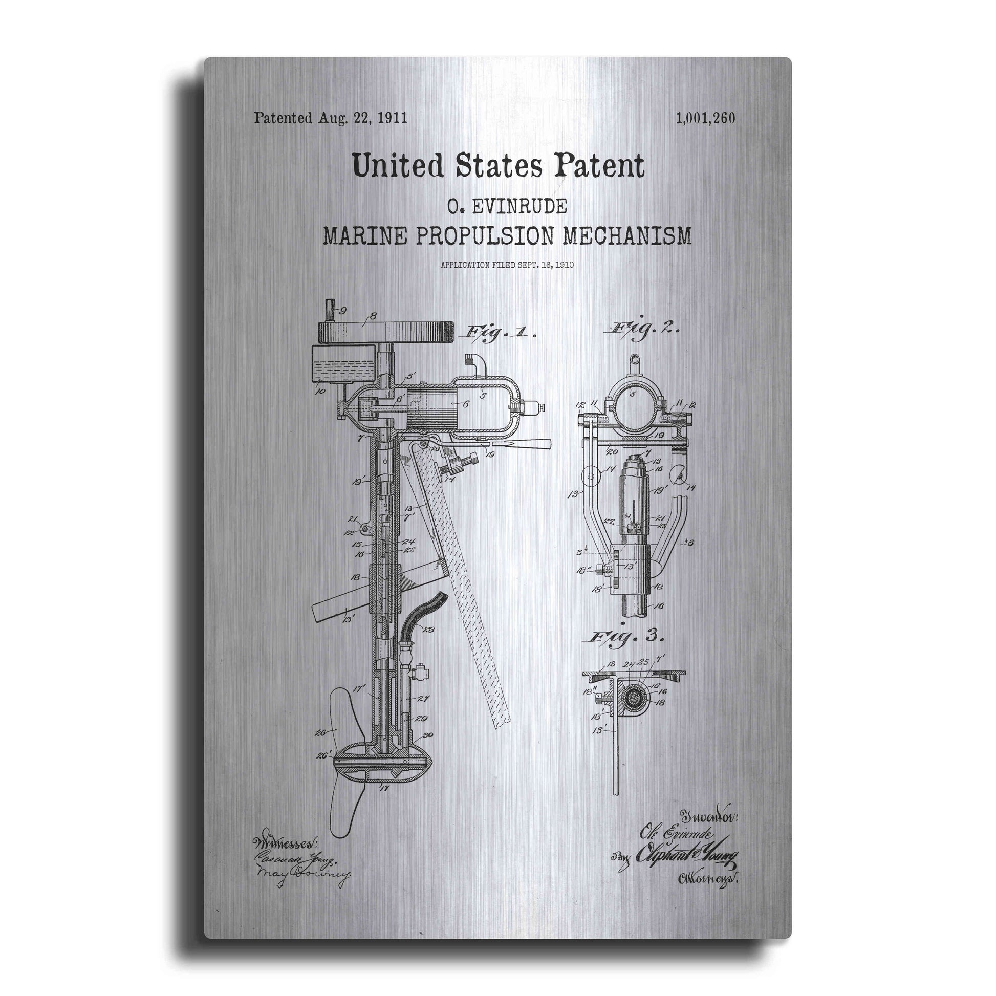 Luxe Metal Art 'Marine Propulsion Blueprint Patent White' Acrylic Glass Wall Art