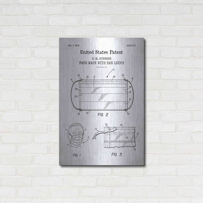 Luxe Metal Art 'Medical Face Mask Blueprint Patent White' Acrylic Glass Wall Art,24x36