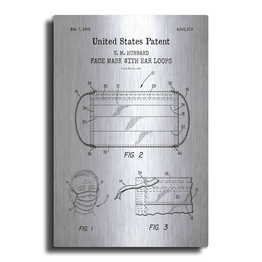 Luxe Metal Art 'Medical Face Mask Blueprint Patent White' Acrylic Glass Wall Art