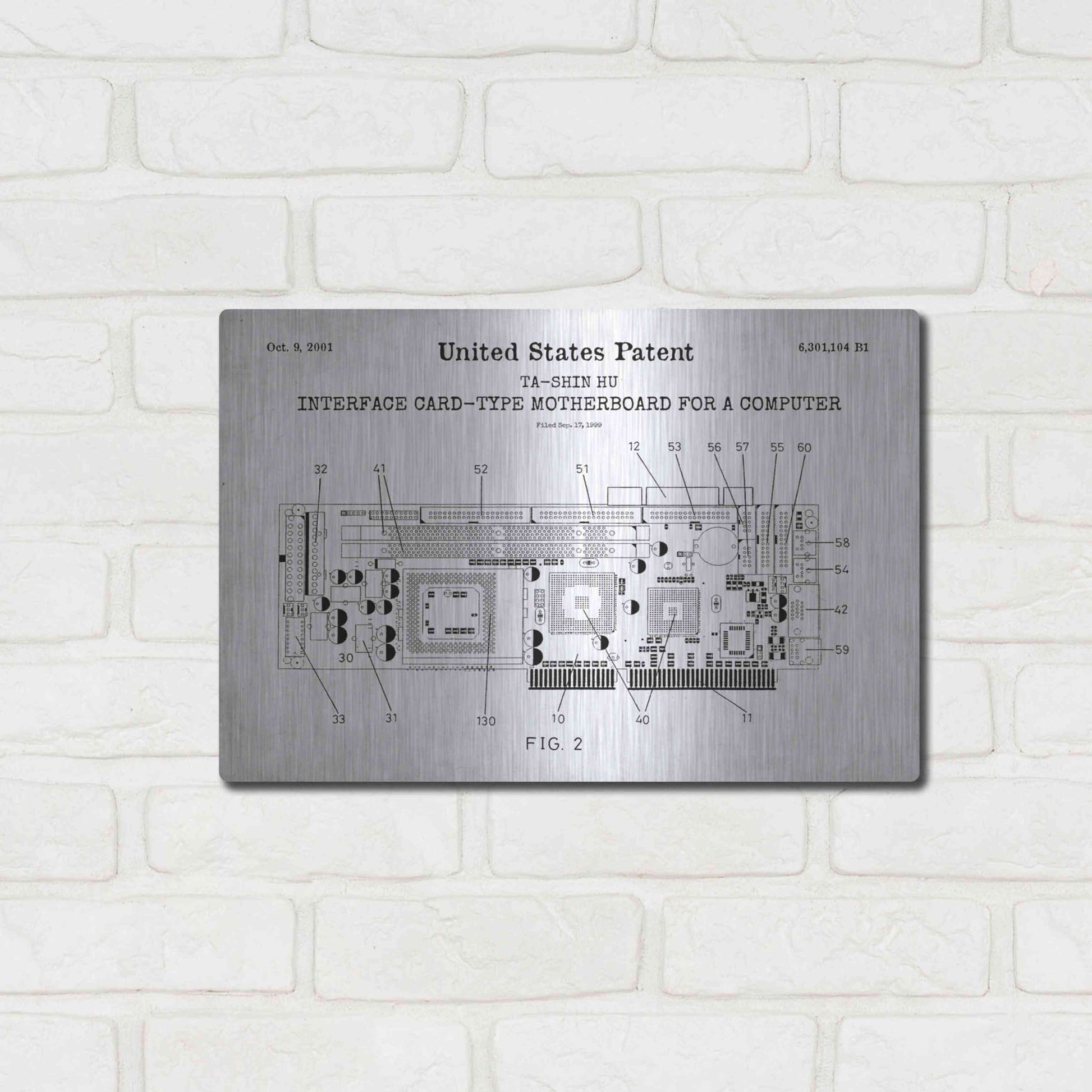 Luxe Metal Art 'Computer Motherboard Blueprint Patent White' Acrylic Glass Wall Art,16x12