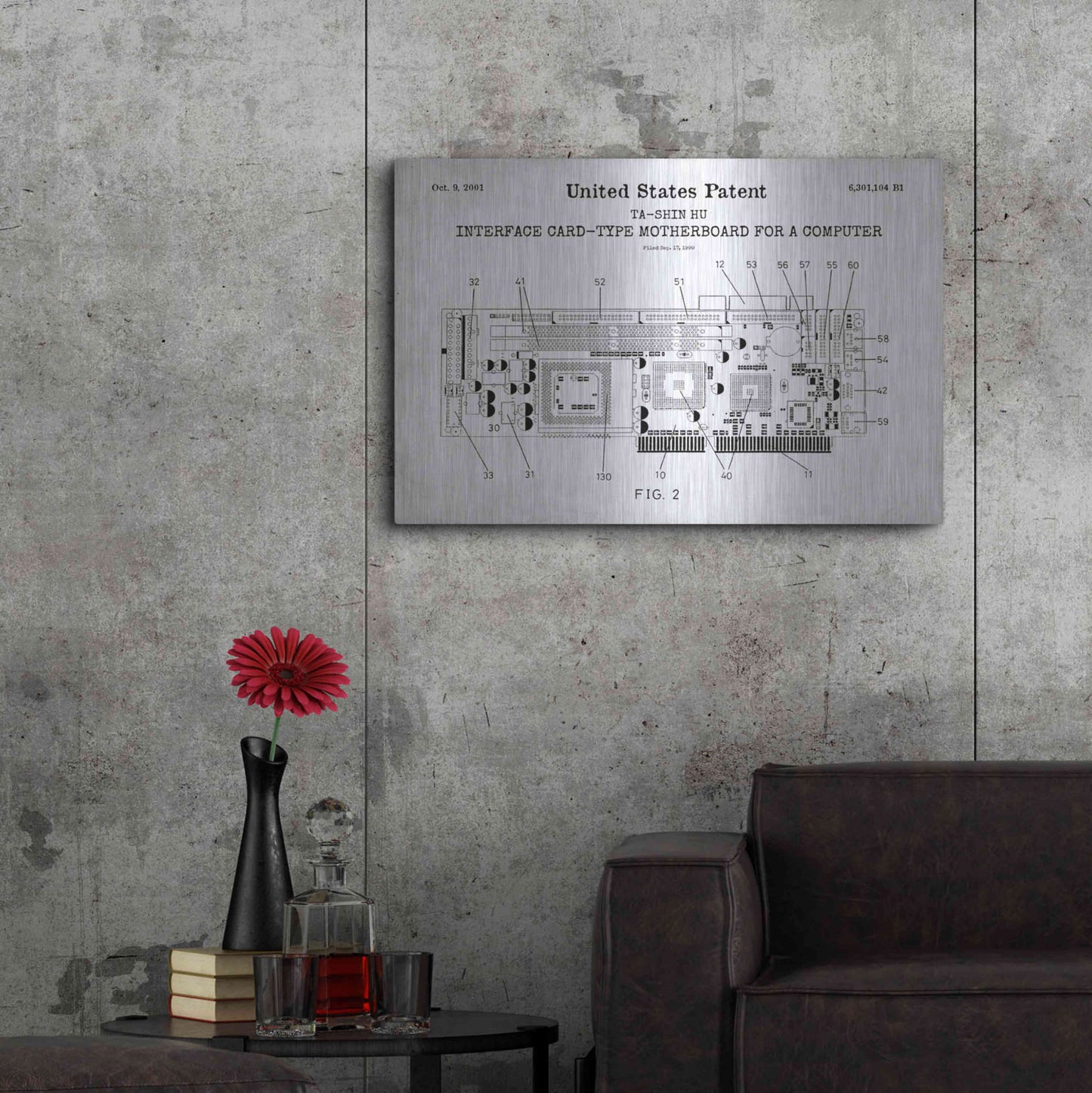 Luxe Metal Art 'Computer Motherboard Blueprint Patent White' Acrylic Glass Wall Art,36x24