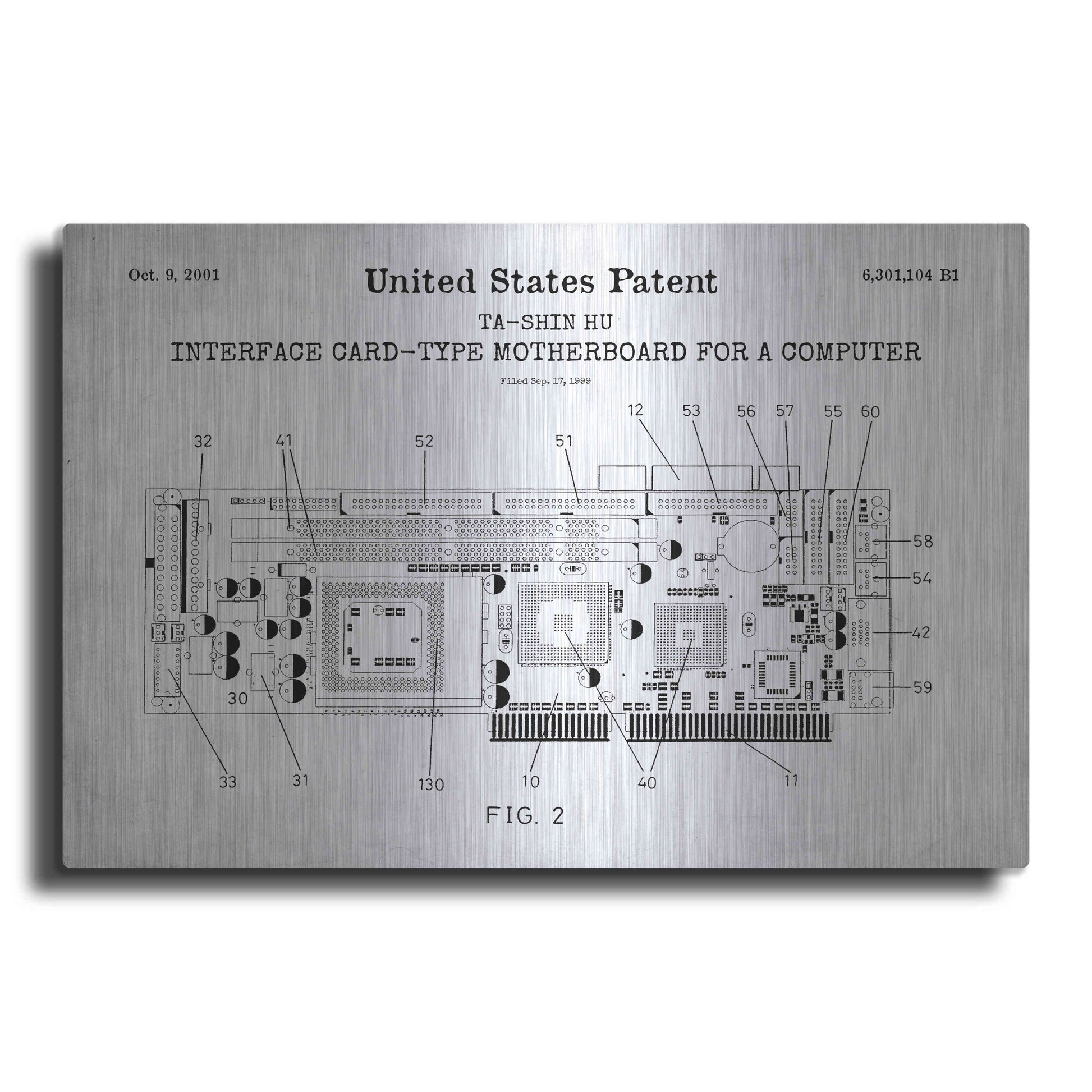 Luxe Metal Art 'Computer Motherboard Blueprint Patent White' Acrylic Glass Wall Art