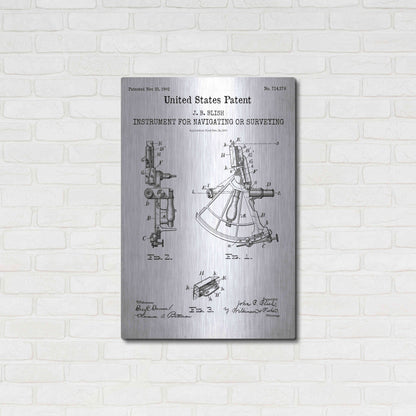 Luxe Metal Art 'Navigation Blueprint Patent White' Acrylic Glass Wall Art,24x36