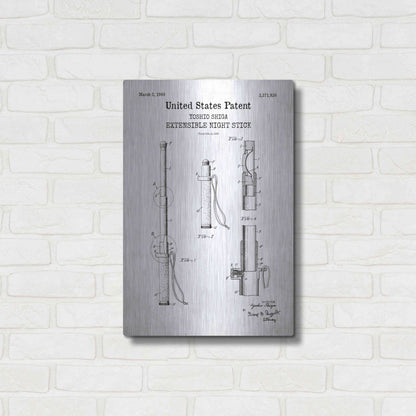 Luxe Metal Art 'Night Stick Blueprint Patent White' Acrylic Glass Wall Art,16x24