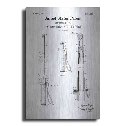 Luxe Metal Art 'Night Stick Blueprint Patent White' Acrylic Glass Wall Art