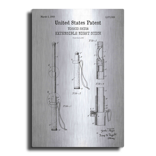 Luxe Metal Art 'Night Stick Blueprint Patent White' Acrylic Glass Wall Art