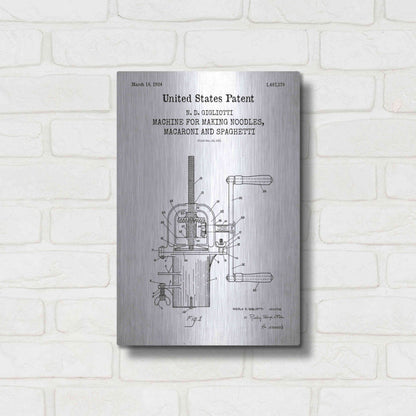 Luxe Metal Art 'Noodle Maker Blueprint Patent White' Acrylic Glass Wall Art,12x16