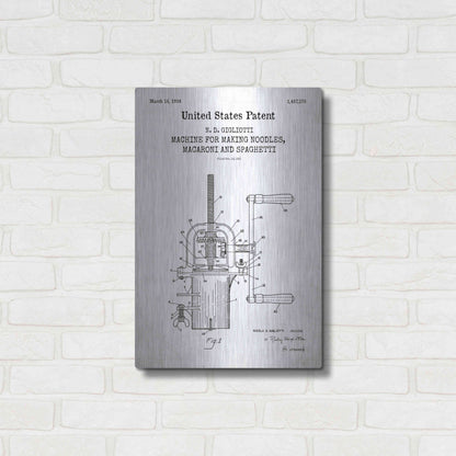 Luxe Metal Art 'Noodle Maker Blueprint Patent White' Acrylic Glass Wall Art,16x24