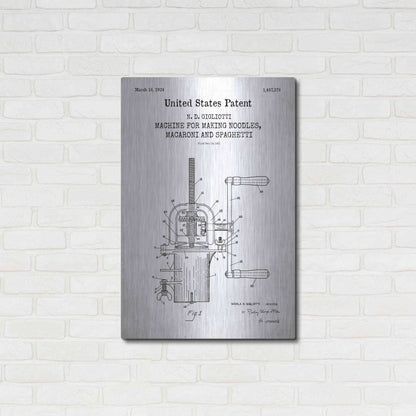 Luxe Metal Art 'Noodle Maker Blueprint Patent White' Acrylic Glass Wall Art,24x36