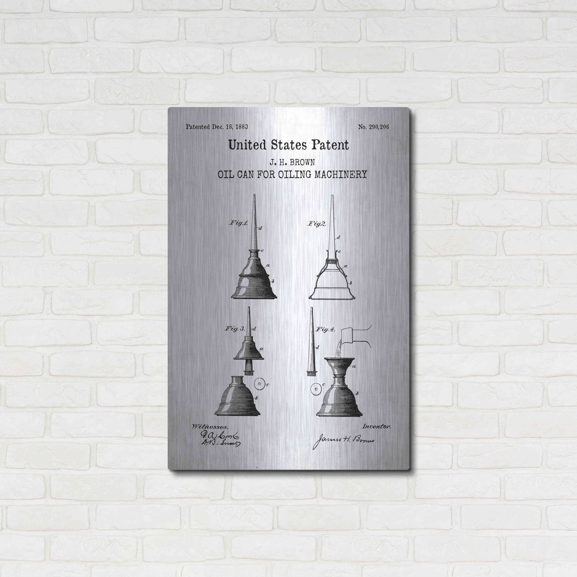 Luxe Metal Art 'Oil Can Blueprint Patent White' Acrylic Glass Wall Art,24x36